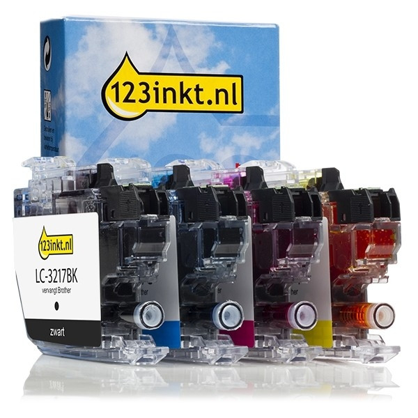 Aanbieding: 123inkt huismerk vervangt Brother LC-3217 zwart + 3 kleuren LC3217VALC 127235 - 1