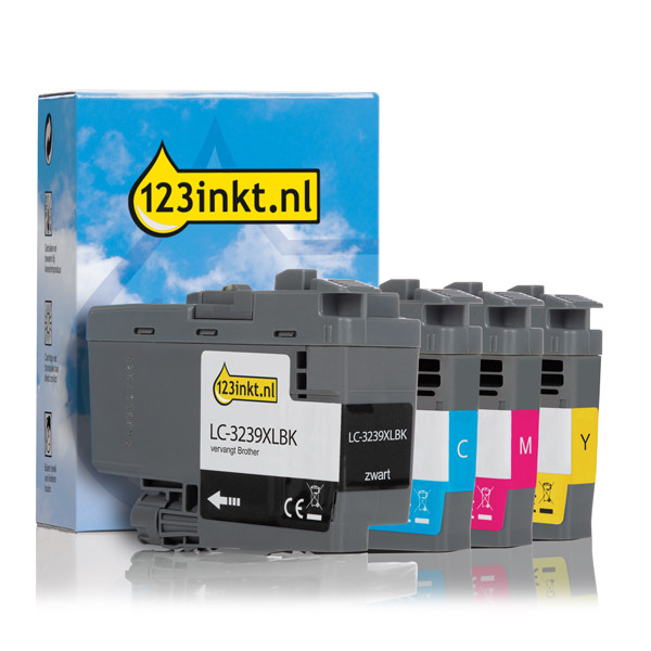 Aanbieding: 123inkt huismerk vervangt Brother LC-3239XL zwart + 3 kleuren LC3239XLBKC LC3239XLCC LC3239XLMC LC3239XLYC 127250 - 1