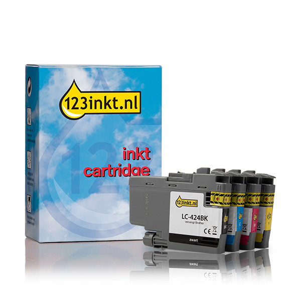 Aanbieding: 123inkt huismerk vervangt Brother LC-424 zwart + 3 kleuren  160220 - 1