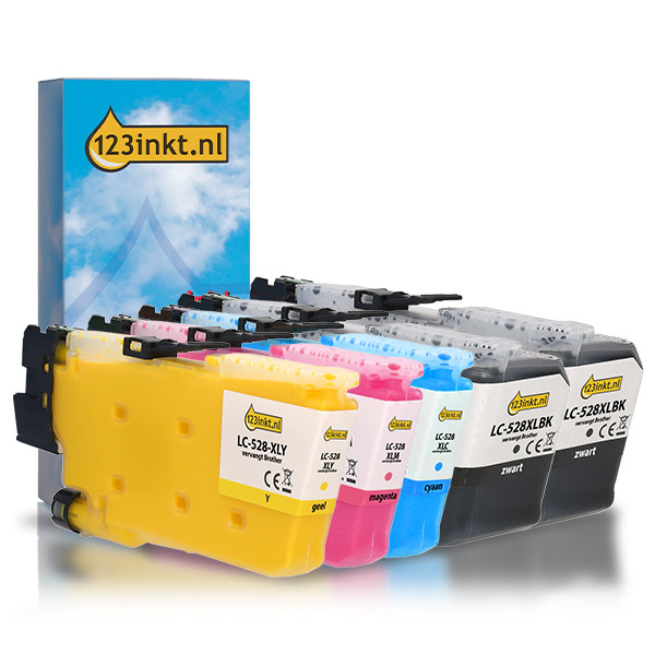 Aanbieding: 123inkt huismerk vervangt Brother LC-528XL 2x zwart + 3 kleuren 051587 - 1