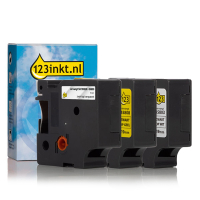 Aanbieding: 123inkt huismerk vervangt Dymo D1 19 mm tape multipack (zwart op wit, zwart op geel en zwart op transparant)  089226