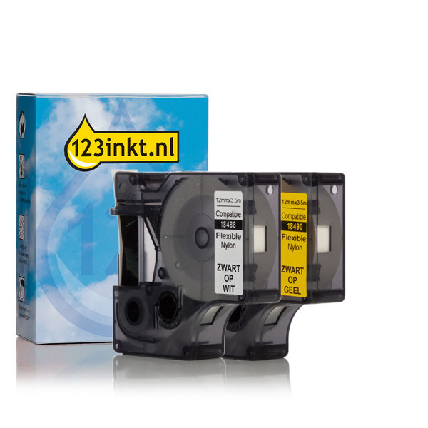Aanbieding: 123inkt huismerk vervangt Dymo IND Rhino 12 mm tape flexibel nylon multipack  089231 - 1