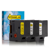 Aanbieding: 123inkt huismerk vervangt Dymo IND Rhino 19 mm tape vinyl multipack (zwart op wit, krimpkous zwart op wit en zwart op geel)