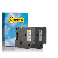 Aanbieding: 123inkt huismerk vervangt Dymo IND Rhino 6 mm tape permanent polyester multipack (zwart op wit en zwart op metallic)