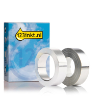 Aanbieding: 123inkt huismerk vervangt Dymo Rhino 12 mm tape aluminium multipack (klevende tape zilver en niet-klevende tape zilver)