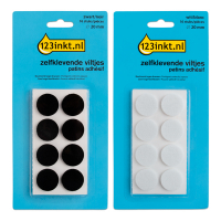 Aanbieding: 123inkt vloerglijders rond zwart/wit 20 mm (32 stuks)