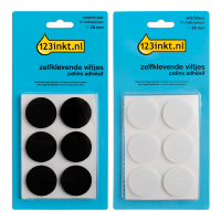 Aanbieding: 123inkt vloerglijders rond zwart/wit 28 mm (24 stuks) 301030