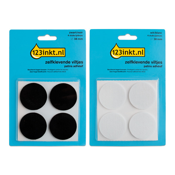 Aanbieding: 123inkt vloerglijders rond zwart/wit 38 mm (8 stuks) 301032 - 1