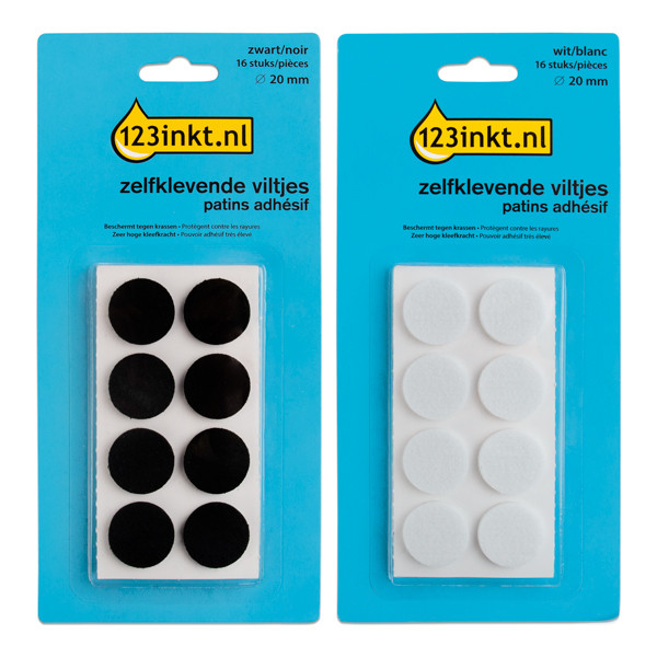 Aanbieding: 123inkt zelfklevende viltjes rond zwart/wit 20 mm (32 stuks)  301029 - 1