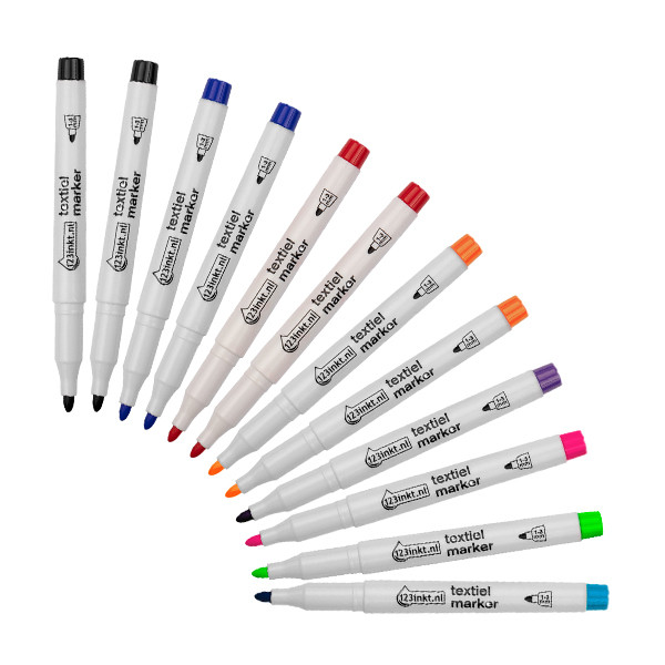 Aanbieding: 12x 123inkt textielmarker (8 kleuren) 301122 - 1