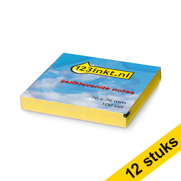 Aanbieding: 12x 123inkt zelfklevende Z-notes geel 76 x 76 mm R330CYC 300479 - 1