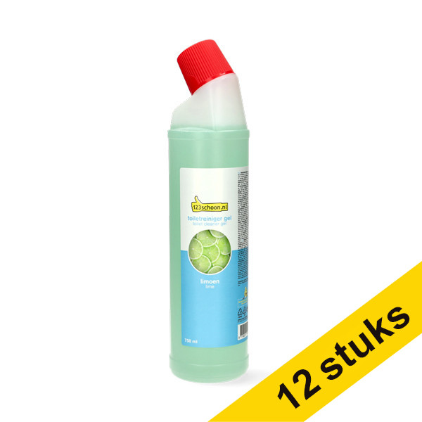 Aanbieding: 12x 123schoon Limoen toiletreiniger gel (750 ml) SDR06246 - 1