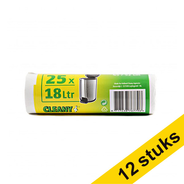Aanbieding: 12x 123schoon vuilniszakken wit 18 liter (25 stuks) SDR00514 - 1