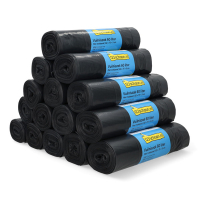 Aanbieding: 15x 123schoon vuilniszak met trekbandsluiting zwart 60 liter (15 stuks) SDR07372