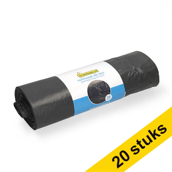 Aanbieding: 20x 123schoon LDPE vuilniszakken met trekband grijs 60 liter (20 stuks) SDR06060 - 1
