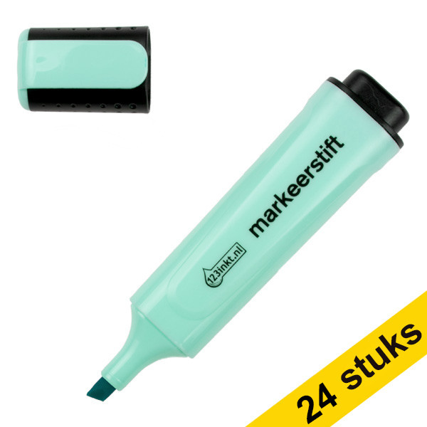 Aanbieding: 24x 123inkt markeerstift pastelblauw  301362 - 1