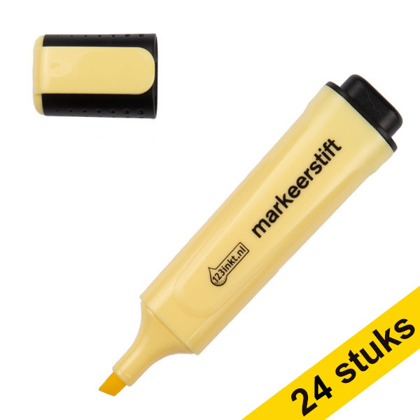 Aanbieding: 24x 123inkt markeerstift pastelgeel  301358 - 1