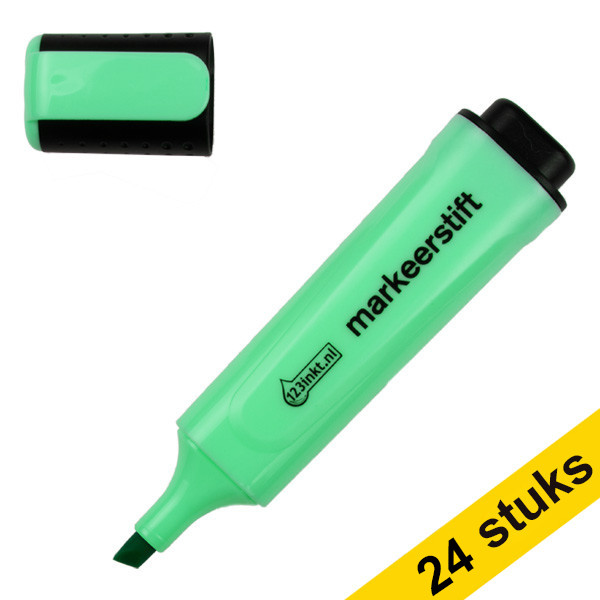 Aanbieding: 24x 123inkt markeerstift pastelgroen  301360 - 1