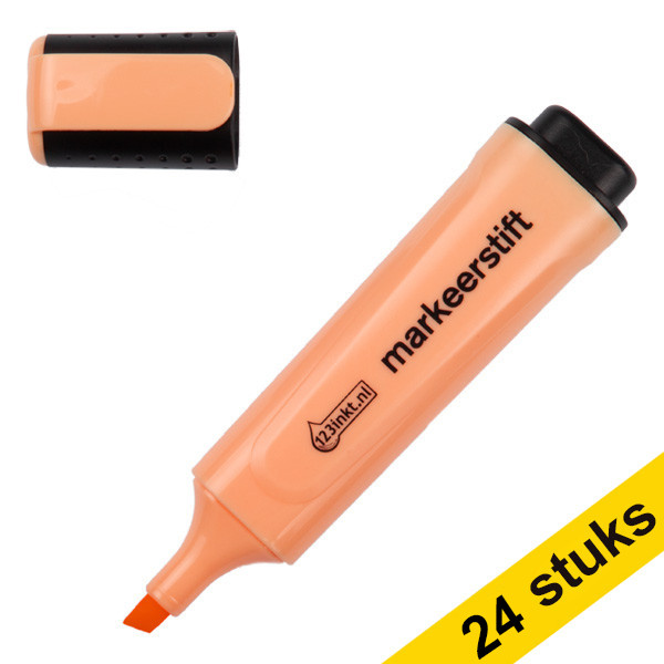 Aanbieding: 24x 123inkt markeerstift pasteloranje  301363 - 1