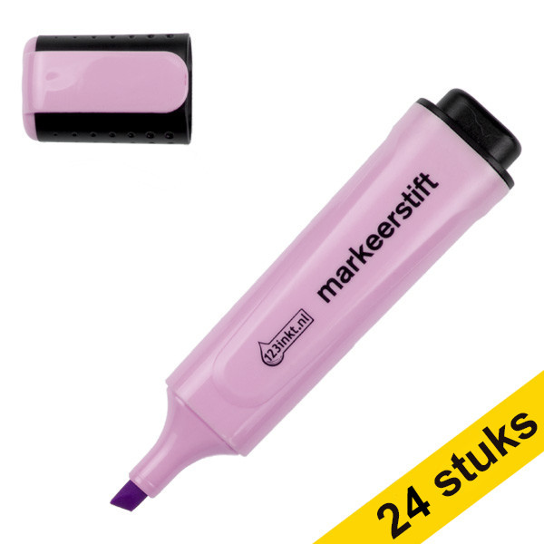 Aanbieding: 24x 123inkt markeerstift pastelpaars  301359 - 1