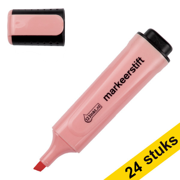 Aanbieding: 24x 123inkt markeerstift pastelroze  301361 - 1