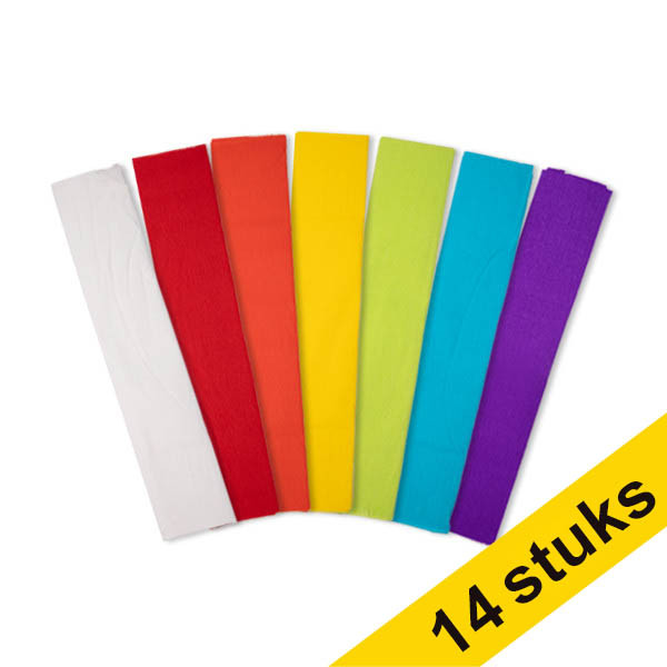 Aanbieding: 2x 123inkt crêpepapier 250 x 50 cm regenboog set (7 stuks) FSC® Mix Credit 302742 - 1