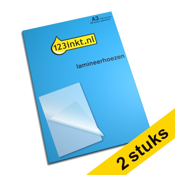 Aanbieding: 2x 123inkt document lamineerhoes A3 glanzend 2x125 micron (100 stuks)  301577 - 1