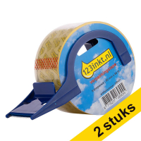 Aanbieding: 2x 123inkt plakbandhouder inclusief rol verpakkingstape 50 mm x 66 m E5020DC 302835