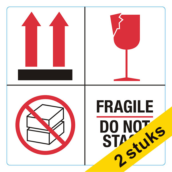 Aanbieding: 2x 123inkt waarschuwingsetiketten Fragile/Do not stack (1.000 etiketten) 302354 - 1