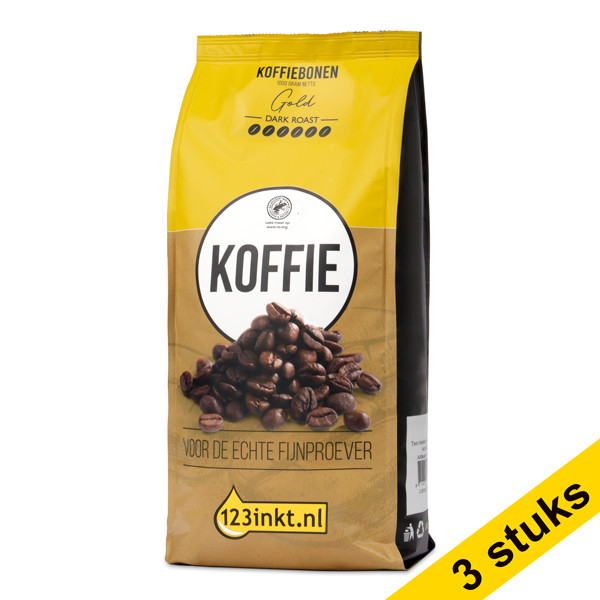 Aanbieding: 3x 123inkt Gold dark roast koffiebonen 500 g  301129 - 1