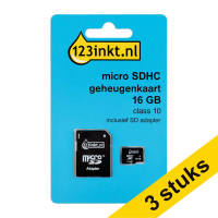 Aanbieding: 3x 123inkt Micro SDHC geheugenkaart class 10 inclusief SD adapter - 32GB