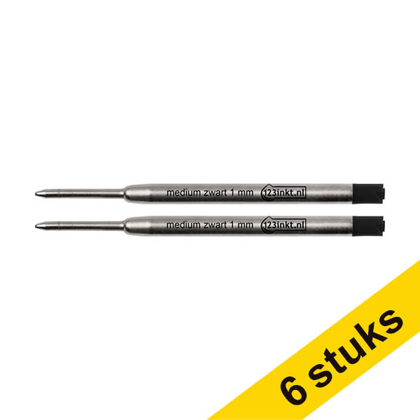 Aanbieding: 3x 123inkt balpen navulling medium zwart (6 stuks) 302738 - 1