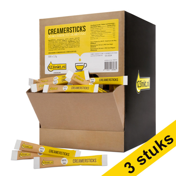 Aanbieding: 3x 123inkt creamersticks (500 stuks)  300726 - 1