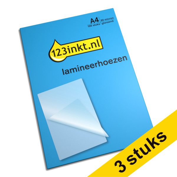 Aanbieding: 3x 123inkt document lamineerhoes A4 glanzend 2x80 micron (100 stuks)  300820 - 1