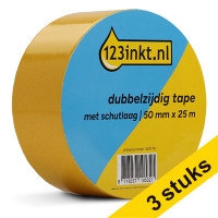 Aanbieding: 3x 123inkt dubbelzijdig tape met schutlaag 50 mm x 25 m  301983