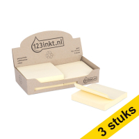Aanbieding: 3x 123inkt gerecyclede zelfklevende notes geel 76 x 76 mm (18 pack)