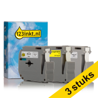 Aanbieding: 3x 123inkt huismerk vervangt Brother 9 mm niet-gelamineerde tape multipack (zwart op wit, zwart op wit en zwart op geel) MK221BZC MK221SBZC MK621BZC 089299