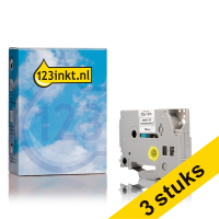 Aanbieding: 3x 123inkt huismerk vervangt Brother TZe-131S tape zwart op transparant 12 mm TZE-131SC 080990