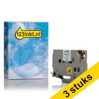 Aanbieding: 3x 123inkt huismerk vervangt Brother TZe-R231 tape zwart op wit 12 mm
