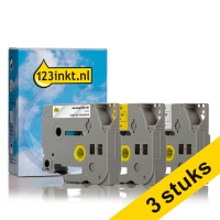 Aanbieding: 3x 123inkt huismerk vervangt Brother TZe 12 mm tape multipack (zwart op wit, zwart op transparant en zwart op geel) TZe-631C TZe131C TZe231C 089289