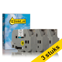 Aanbieding: 3x 123inkt huismerk vervangt Brother TZe 24 mm tape multipack (zwart op wit, zwart op geel en wit op zwart)