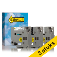 Aanbieding: 3x 123inkt huismerk vervangt Brother TZe 9 mm tape multipack (zwart op wit, zwart op transparant en wit op zwart)