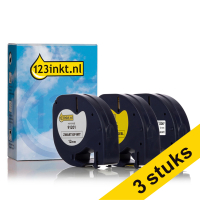 Aanbieding: 3x 123inkt huismerk vervangt Dymo Letratag 12 mm tape multipack (wit, transparant en geel) S0721530C S0721610C S0721620C 089277