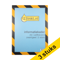 Aanbieding: 3x 123inkt informatiekader A4 zelfklevend waarschuwing geel (2 stuks)