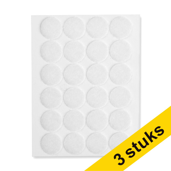Aanbieding: 3x 123inkt klittenband zelfklevend wit Ø 20 mm (24 stuks) 302186 - 1