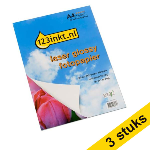 Aanbieding: 3x 123inkt laser fotopapier glossy 130 grams A4 (totaal 150 vel)  301126 - 1