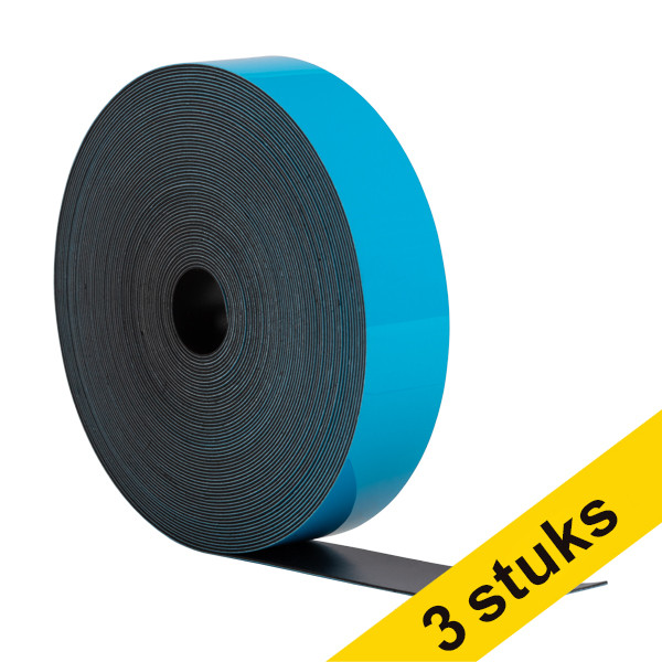 Aanbieding: 3x 123inkt magnetische etiketband uitwisbaar blauw 2 cm x 10 m 302137 - 1