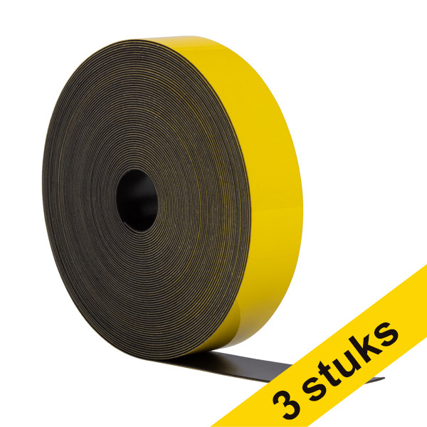 Aanbieding: 3x 123inkt magnetische etiketband uitwisbaar geel 2 cm x 10 m 302138 - 1