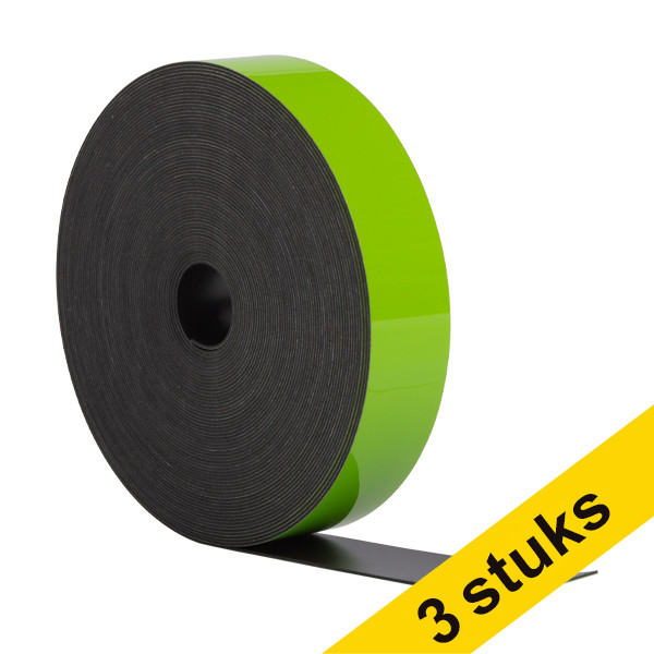 Aanbieding: 3x 123inkt magnetische etiketband uitwisbaar groen 2 cm x 10 m 302139 - 1
