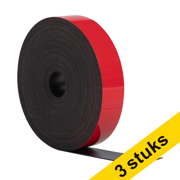 Aanbieding: 3x 123inkt magnetische etiketband uitwisbaar rood 2 cm x 10 m 302140 - 1